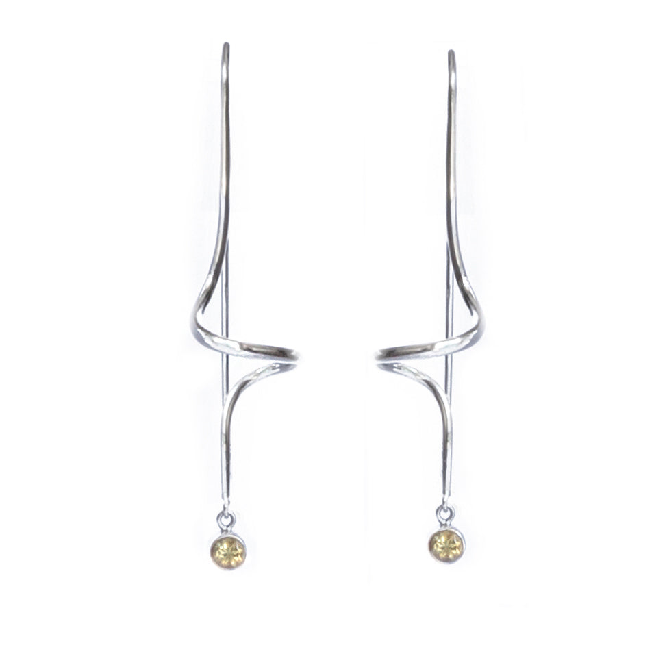 Citrine Silver Spiral Earrings